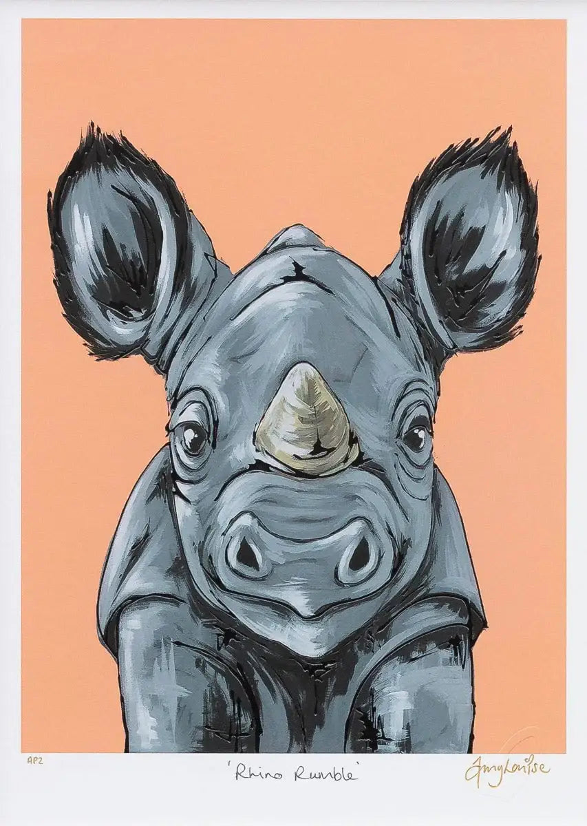 Rhino Rumble - Edition by artist Amy Louise - Wyecliffe Galleries
