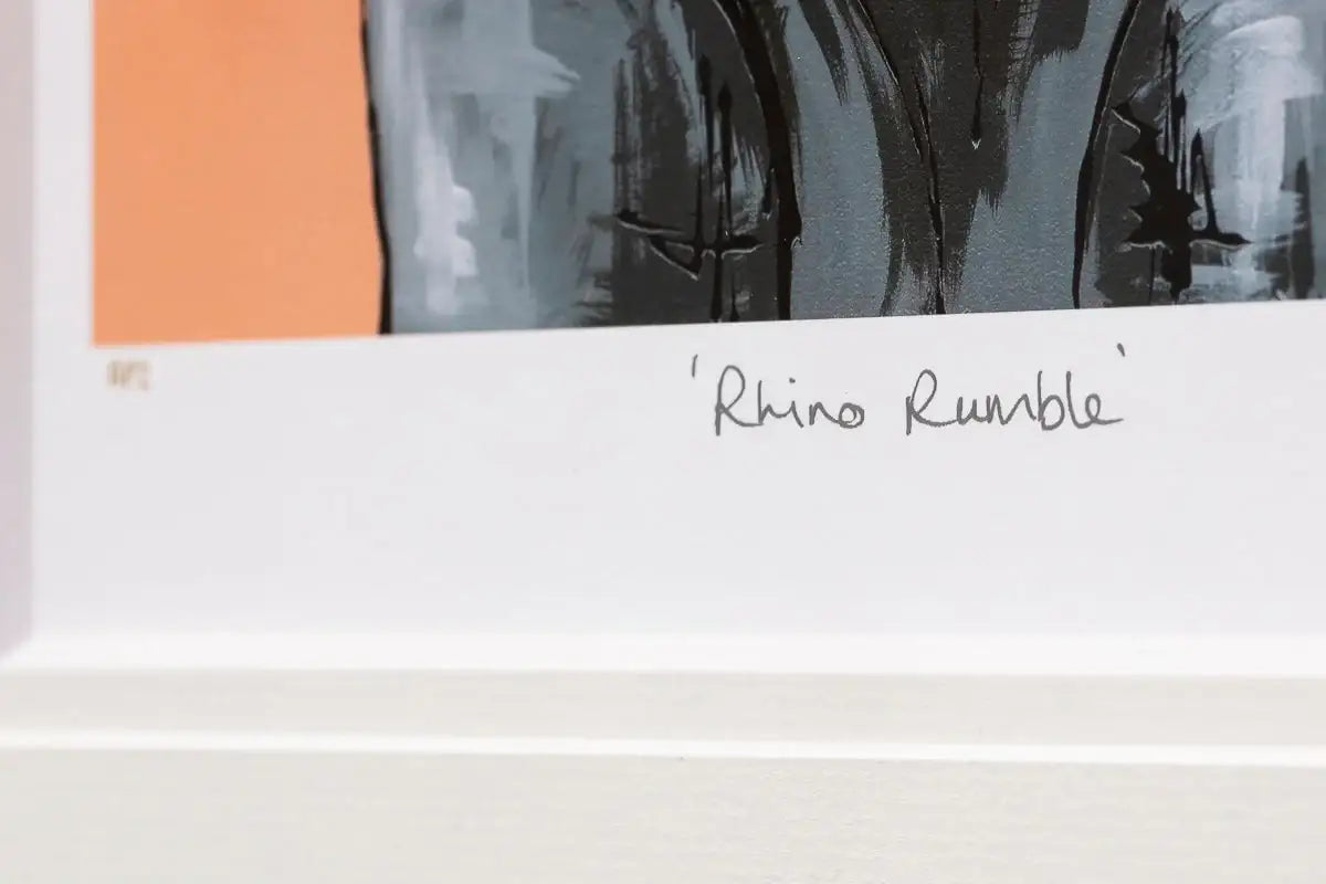 Rhino Rumble - Edition by artist Amy Louise - Wyecliffe Galleries