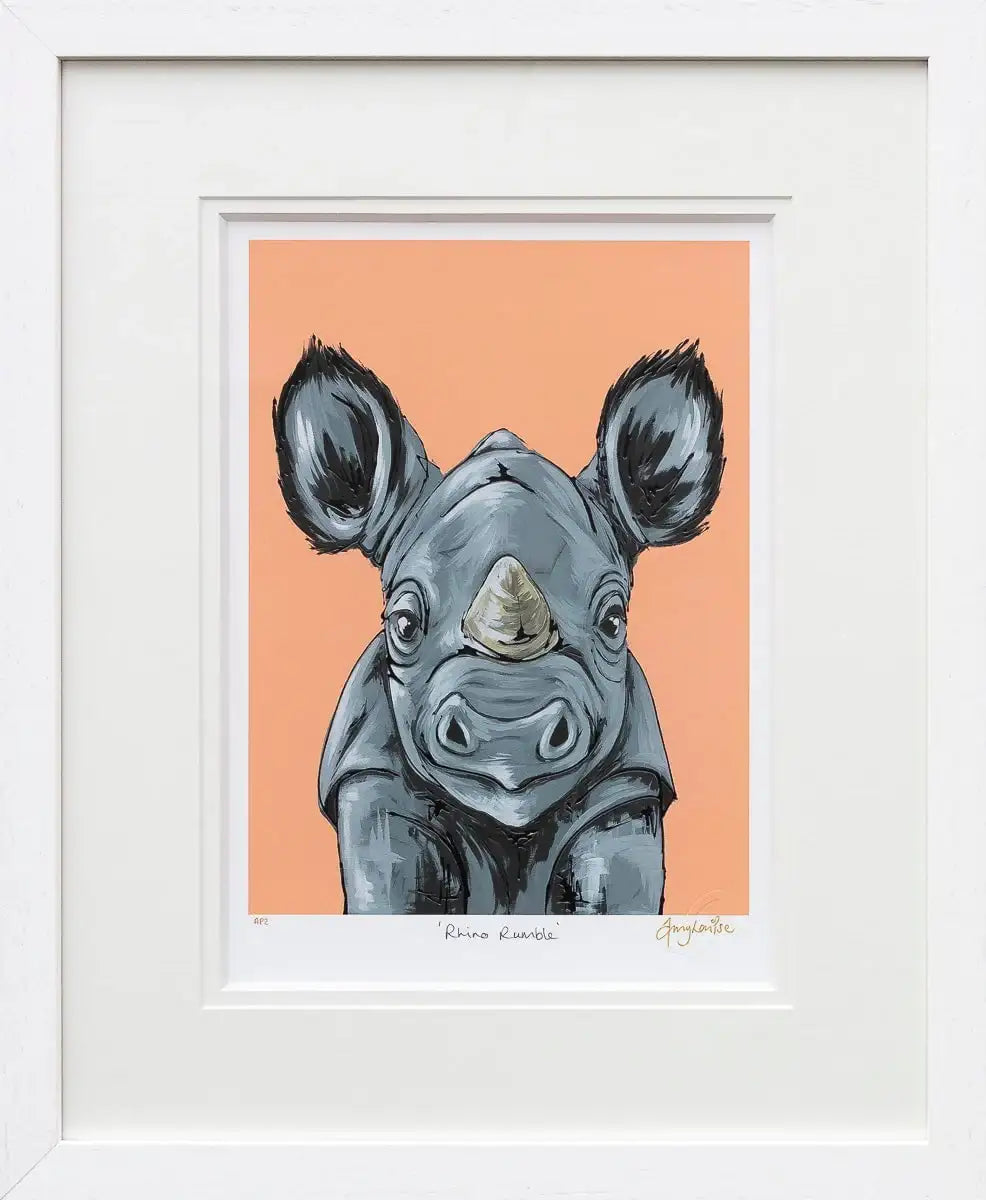 Rhino Rumble - Edition by artist Amy Louise - Wyecliffe Galleries