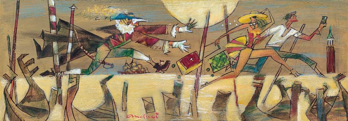 Casanova And Tourists - Original - SOLD by artist Andrei Protsouk - Wyecliffe Galleries
