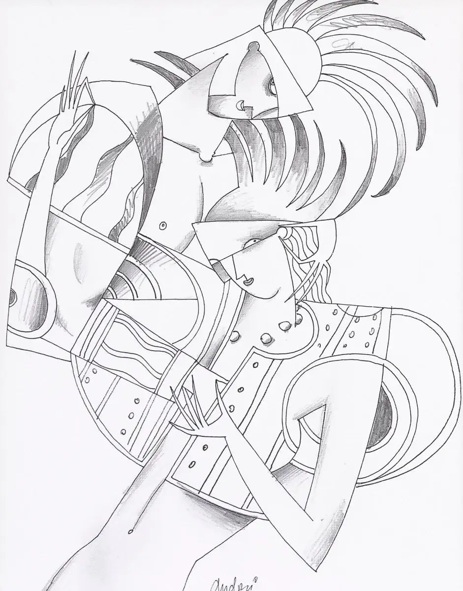 Fancy Dress Party - Original Line Study by artist Andrei Protsouk - Wyecliffe Galleries