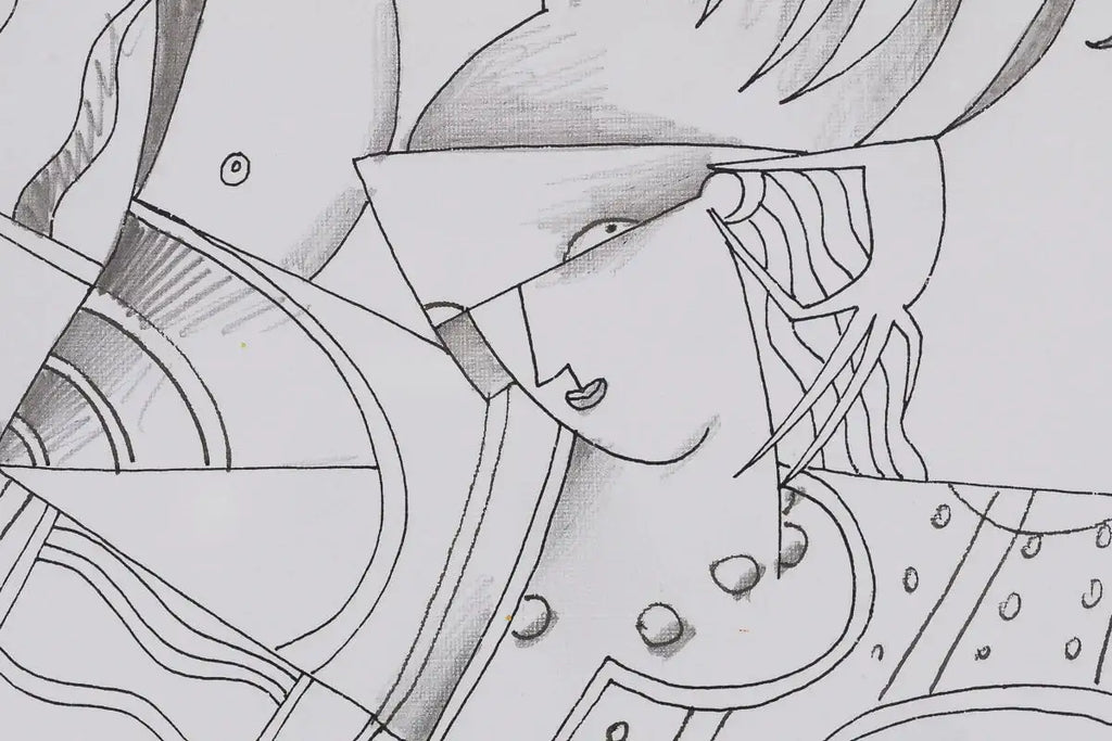 Fancy Dress Party - Original Line Study by artist Andrei Protsouk - Wyecliffe Galleries