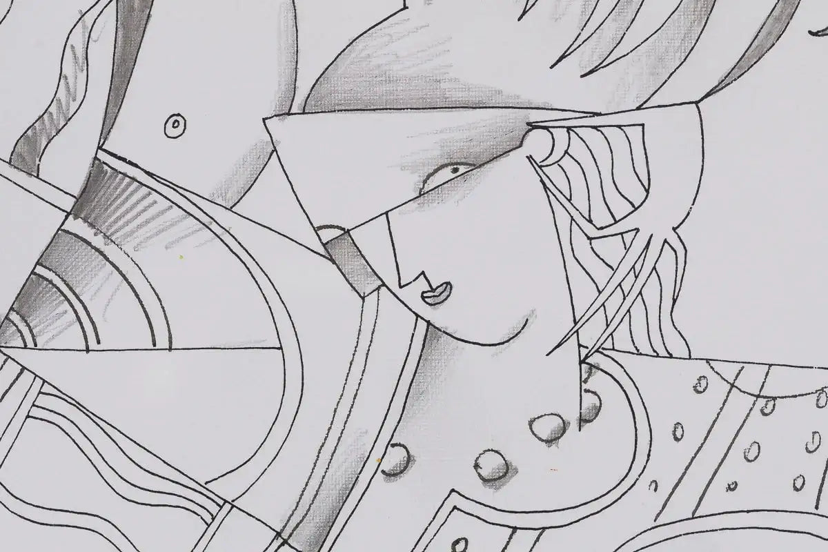 Fancy Dress Party - Original Line Study by artist Andrei Protsouk - Wyecliffe Galleries