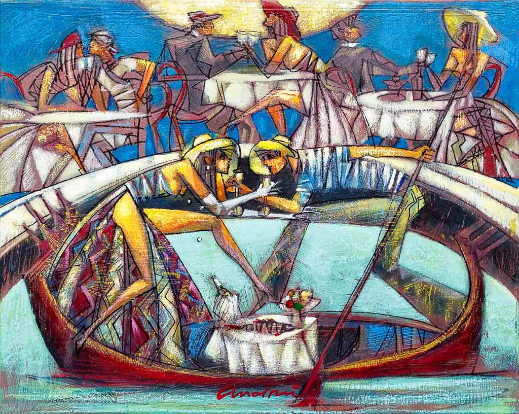 Kissing Under The Bridges - Original - SOLD by artist Andrei Protsouk - Wyecliffe Galleries