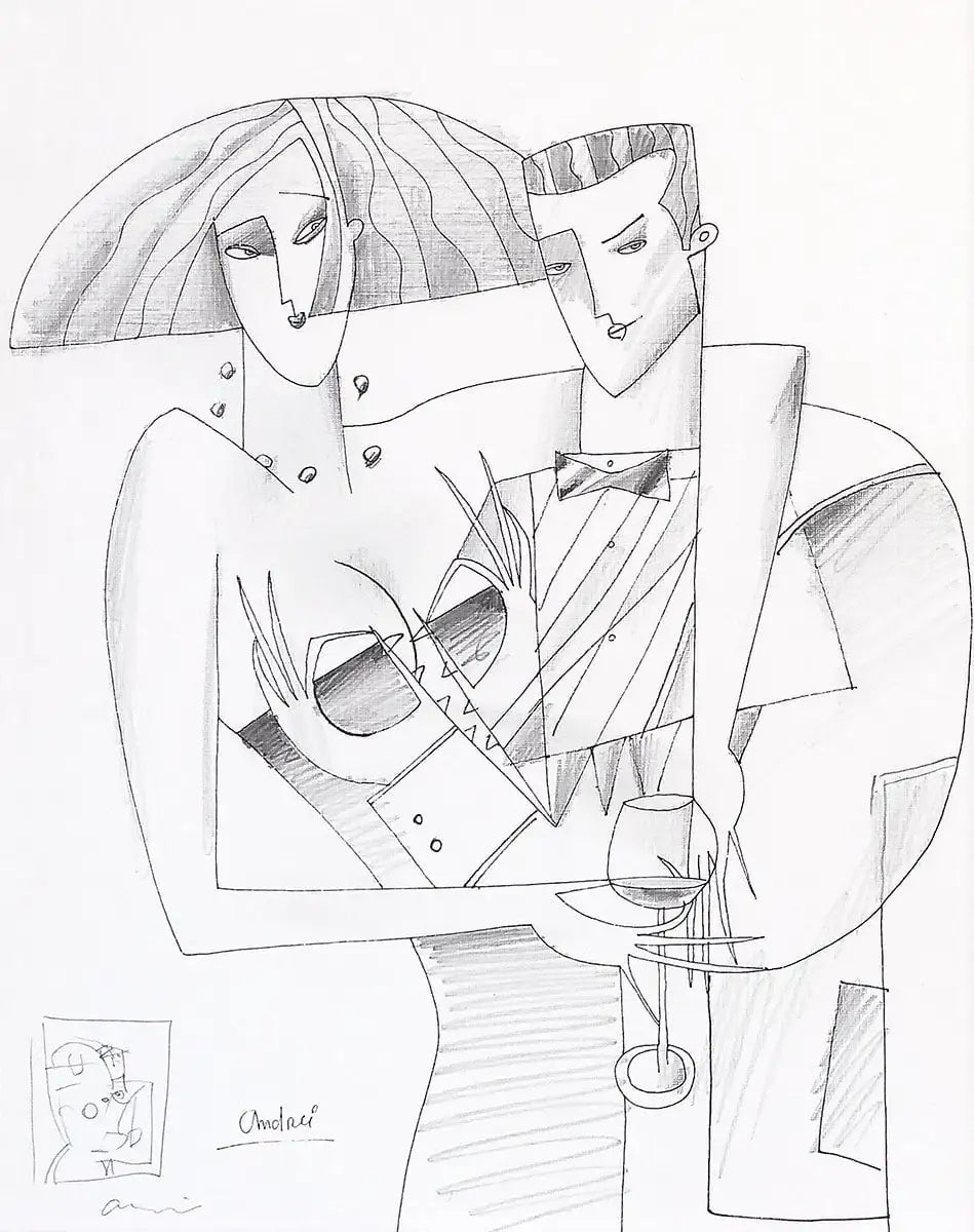 Love Twist - Original Line Study - SOLD by artist Andrei Protsouk - Wyecliffe Galleries