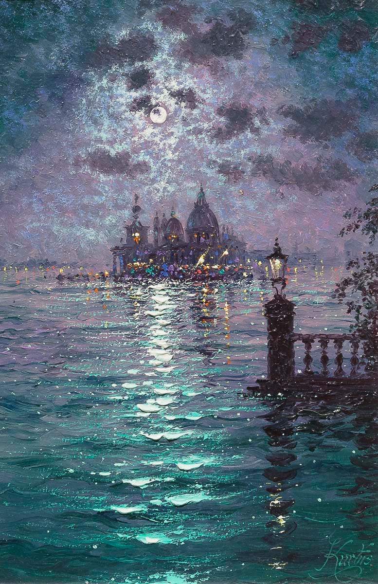Dancing With Light On A Venetian Night - Original - SOLD by artist Andrew Grant Kurtis - Wyecliffe Galleries