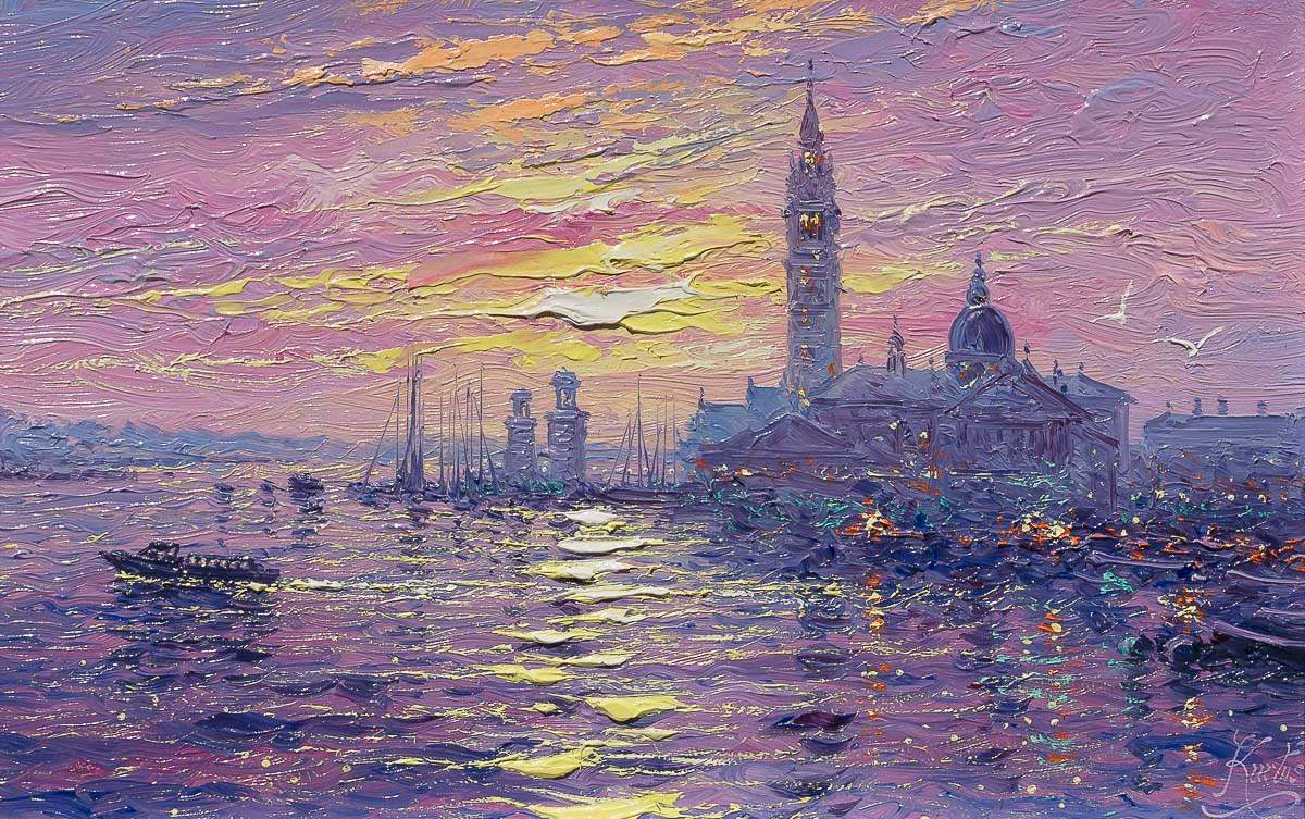 In Venice, Every Moment Is A Romance - Original by artist Andrew Grant Kurtis - Wyecliffe Galleries