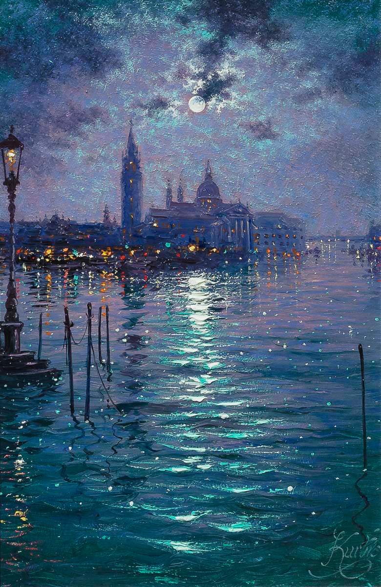 Moonlight Serenade - Original - SOLD by artist Andrew Grant Kurtis - Wyecliffe Galleries