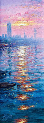 Sundown On The Thames - Original - SOLD by artist Andrew Grant Kurtis - Wyecliffe Galleries