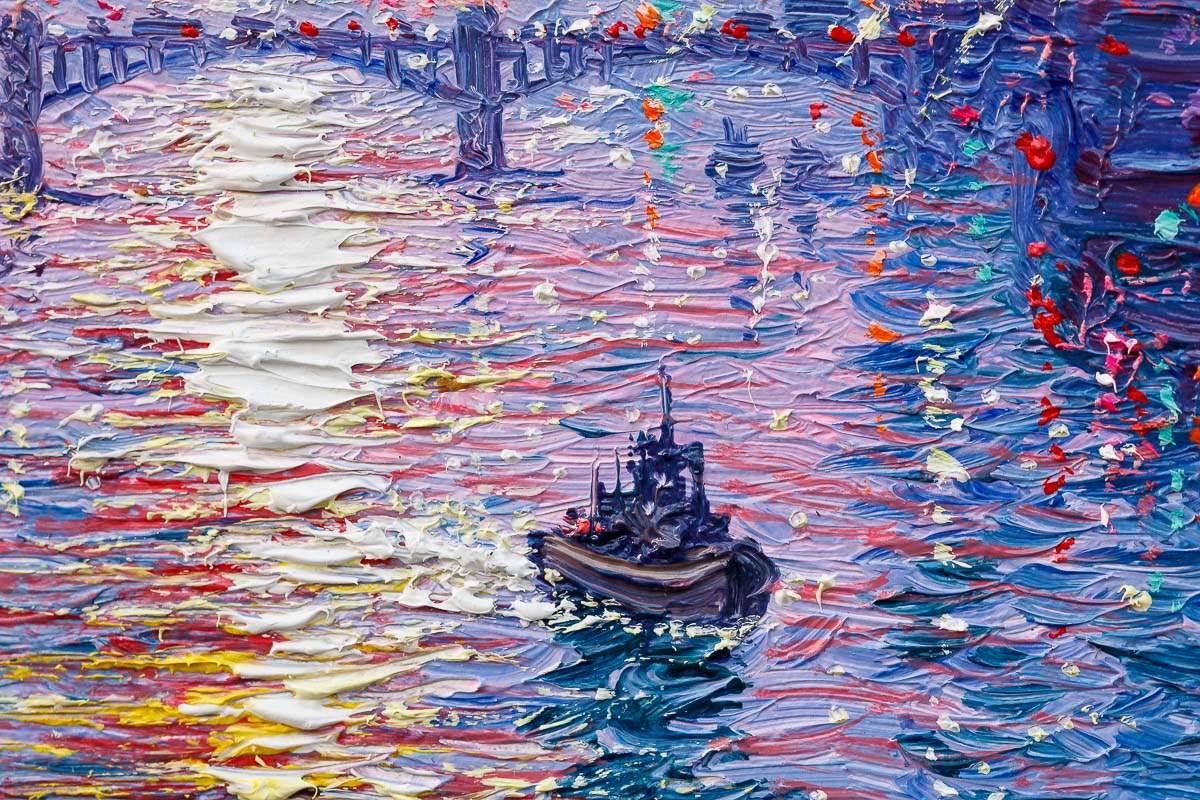 Sundown On The Thames - Original - SOLD by artist Andrew Grant Kurtis - Wyecliffe Galleries