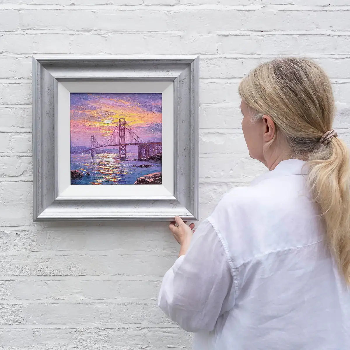 Sunrise Hues And Golden Gate Views - Original by artist Andrew Grant Kurtis - Wyecliffe Galleries