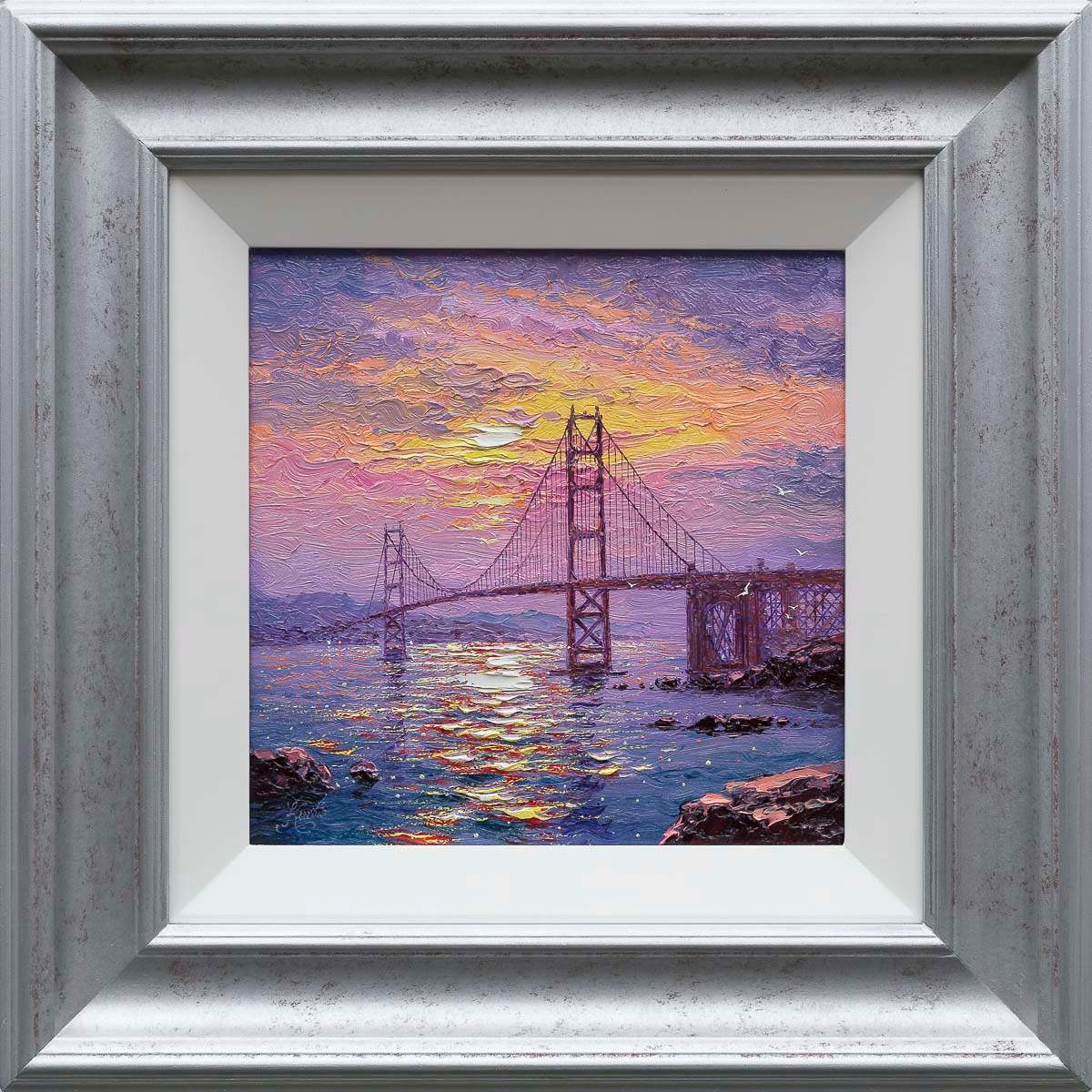 Sunrise Hues And Golden Gate Views - Original by artist Andrew Grant Kurtis - Wyecliffe Galleries
