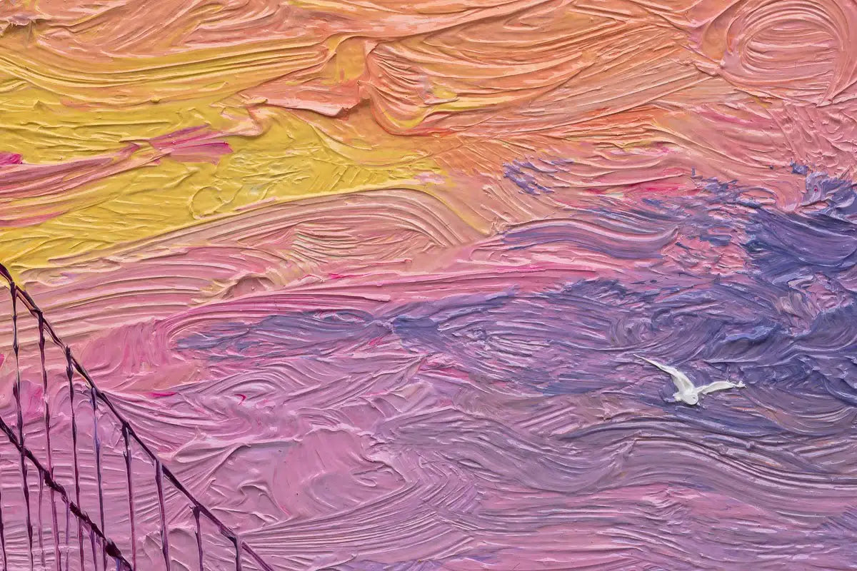 Sunrise Hues And Golden Gate Views - Original by artist Andrew Grant Kurtis - Wyecliffe Galleries
