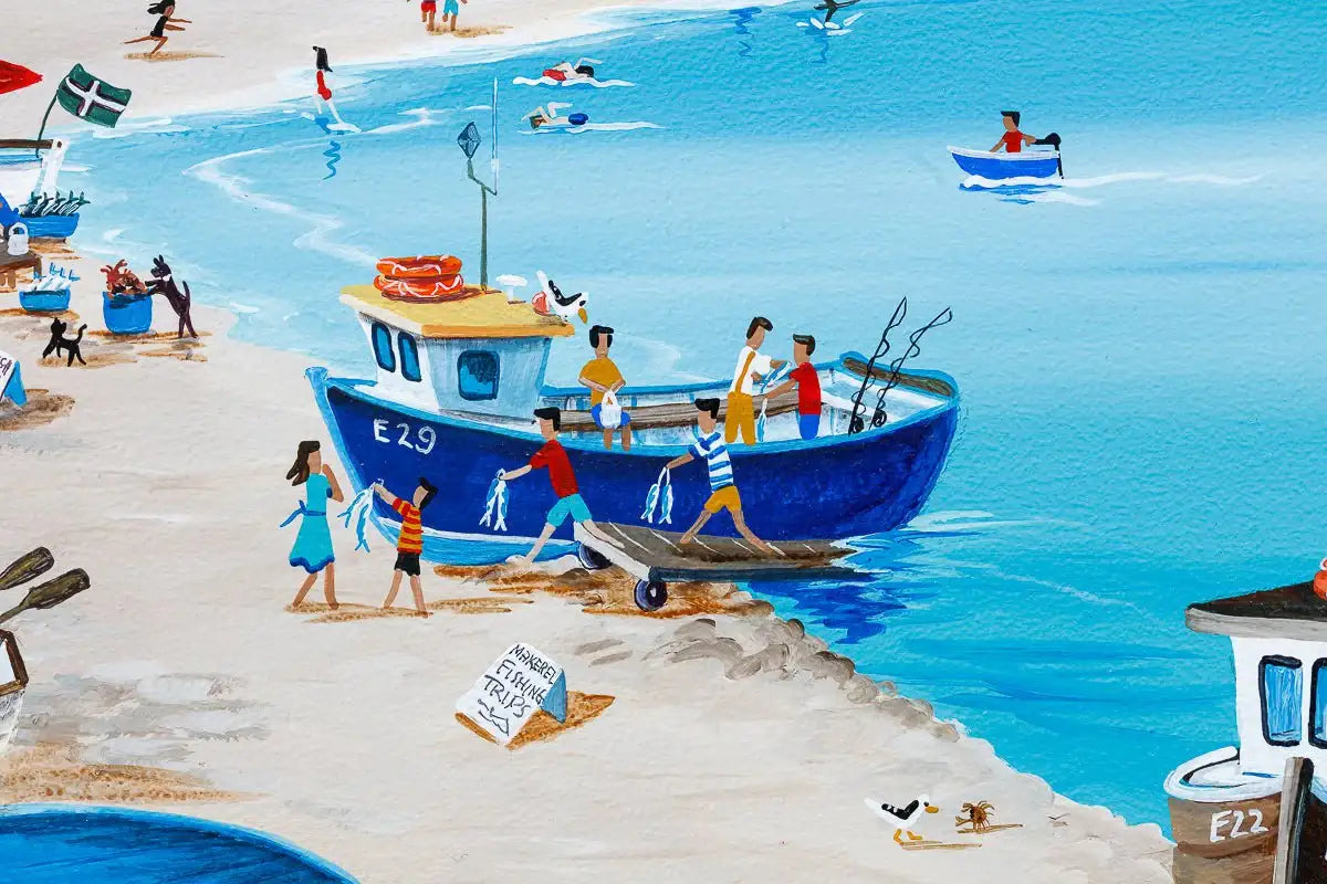 The Mackerel Fishers Budleigh Salterton - Original by artist Anne Blundell - Wyecliffe Galleries