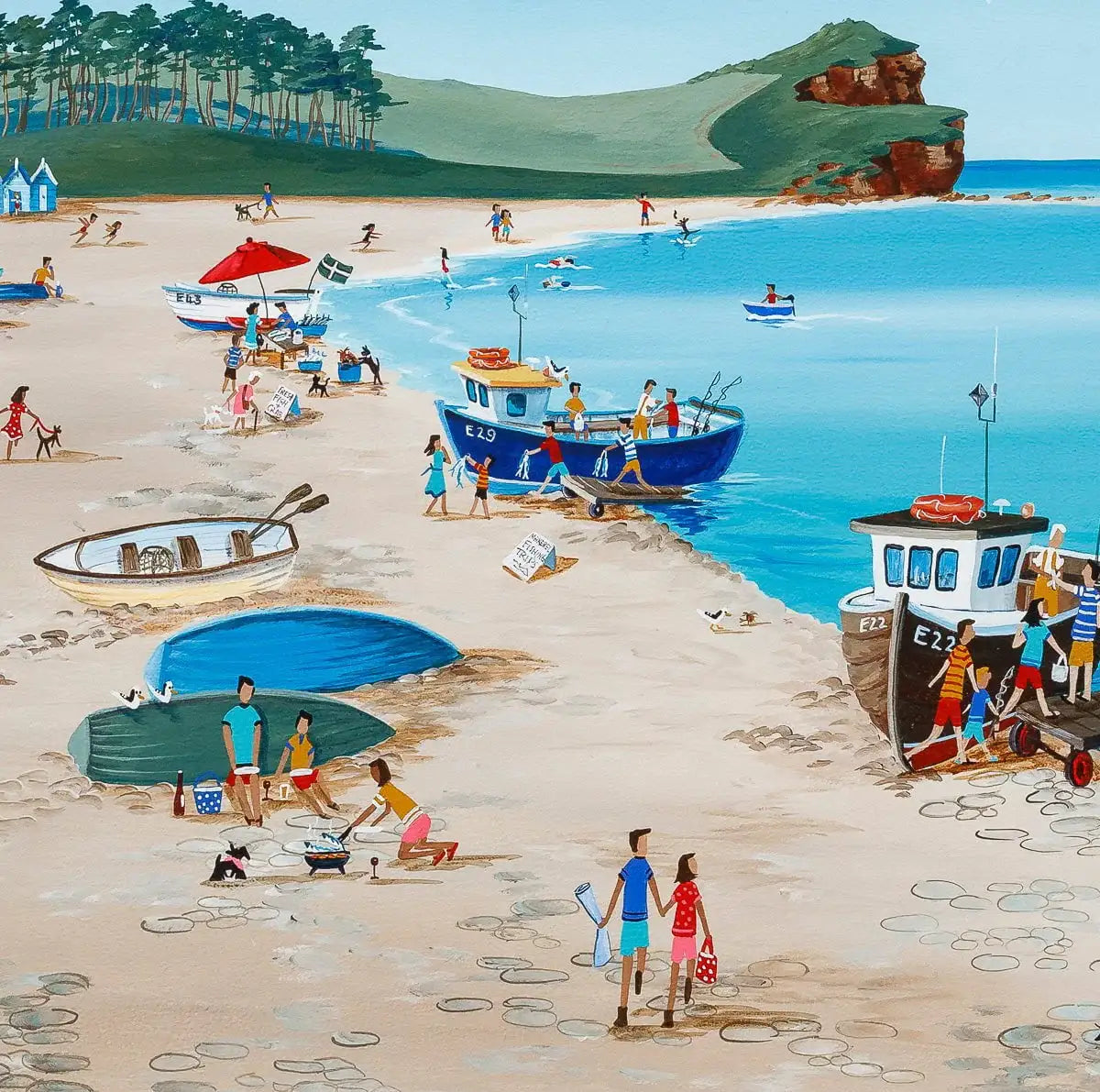 The Mackerel Fishers Budleigh Salterton - Original by artist Anne Blundell - Wyecliffe Galleries