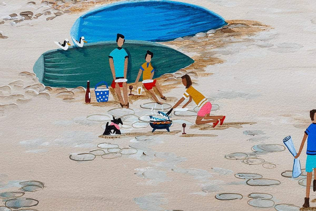 The Mackerel Fishers Budleigh Salterton - Original by artist Anne Blundell - Wyecliffe Galleries