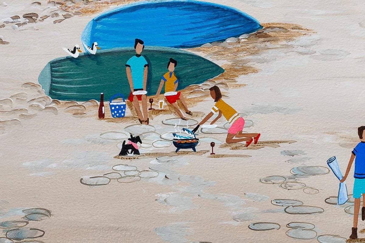 The Mackerel Fishers Budleigh Salterton - Original by artist Anne Blundell - Wyecliffe Galleries