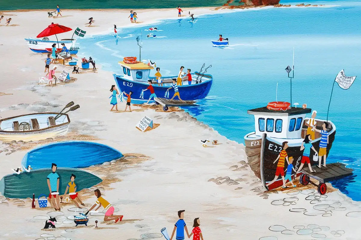 The Mackerel Fishers Budleigh Salterton - Original by artist Anne Blundell - Wyecliffe Galleries