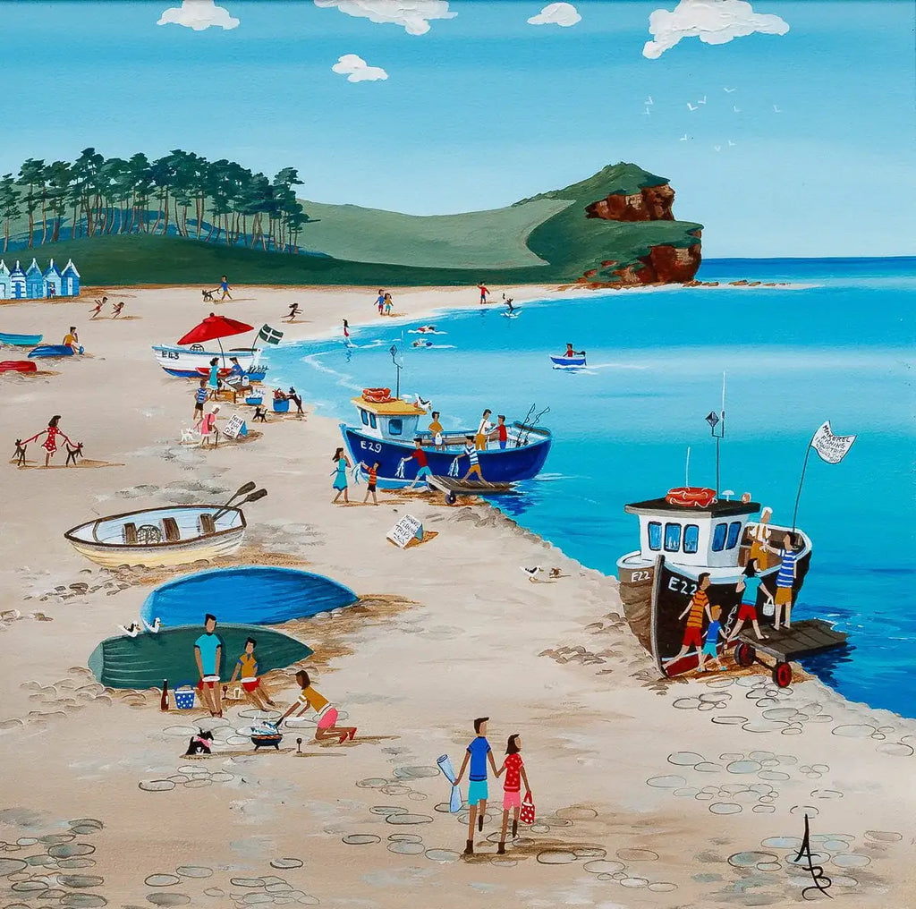 The Mackerel Fishers Budleigh Salterton - Original by artist Anne Blundell - Wyecliffe Galleries