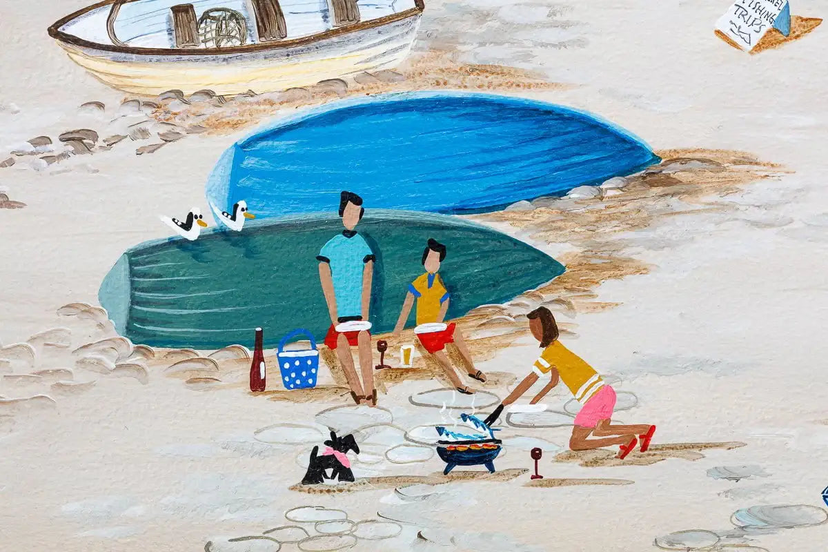The Mackerel Fishers Budleigh Salterton - Original by artist Anne Blundell - Wyecliffe Galleries