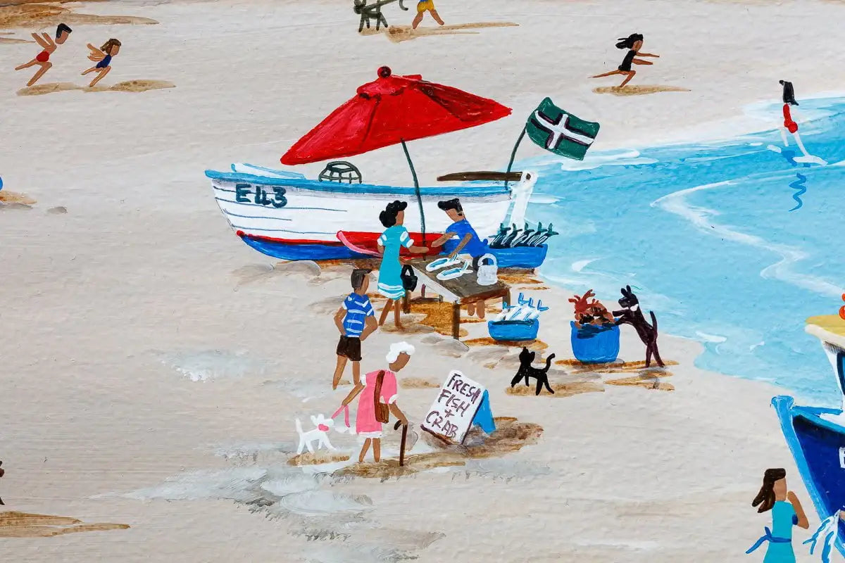 The Mackerel Fishers Budleigh Salterton - Original by artist Anne Blundell - Wyecliffe Galleries