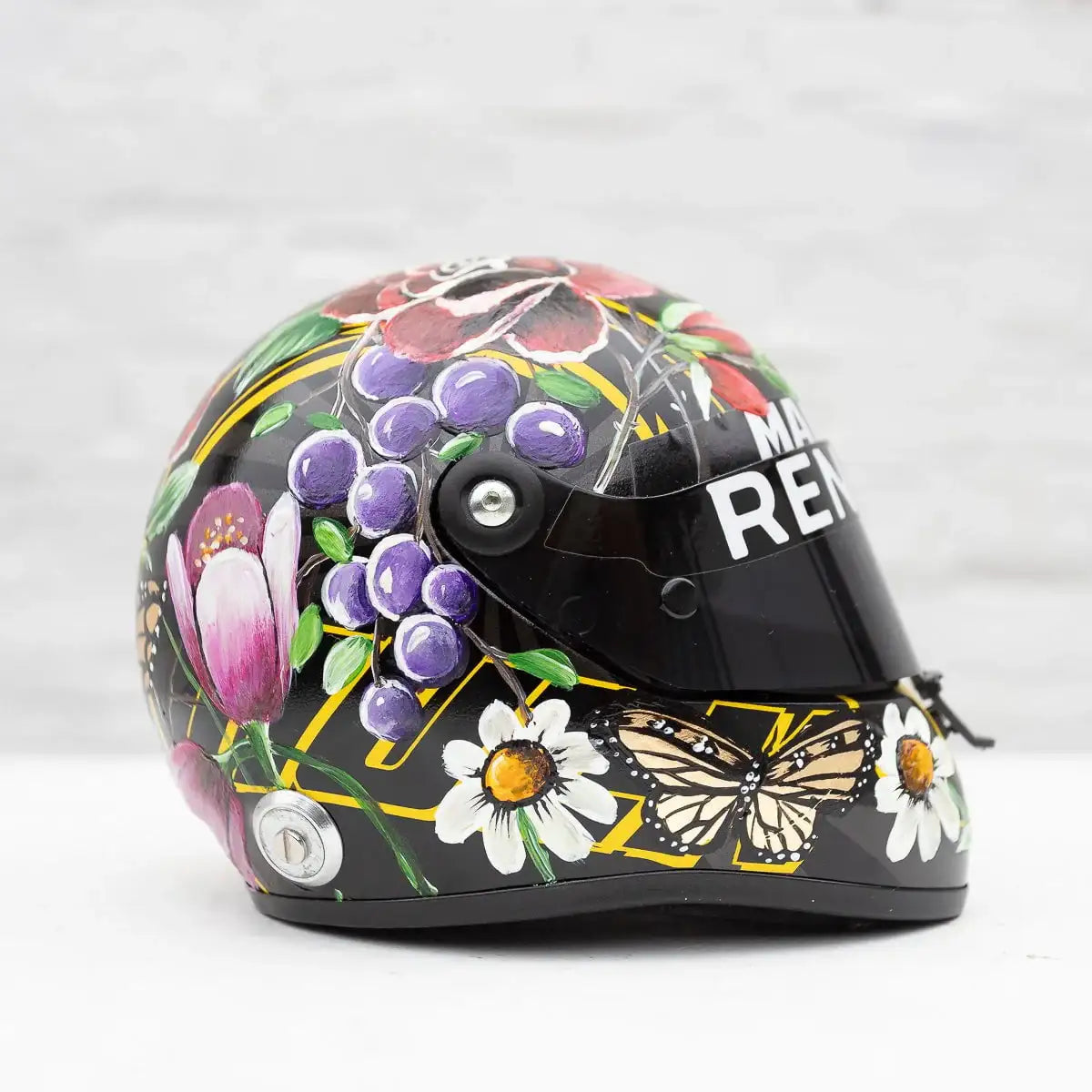 A Race With Nature - Original Hand-Painted F1 Helmet by artist Becky Smith - Wyecliffe Galleries