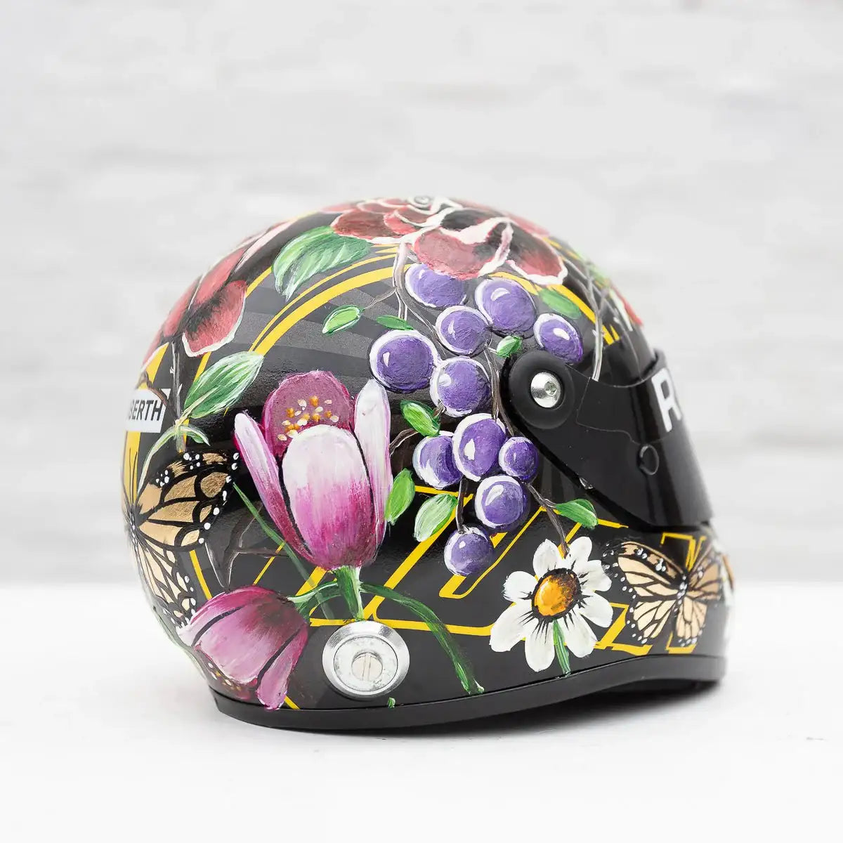 A Race With Nature - Original Hand-Painted F1 Helmet by artist Becky Smith - Wyecliffe Galleries