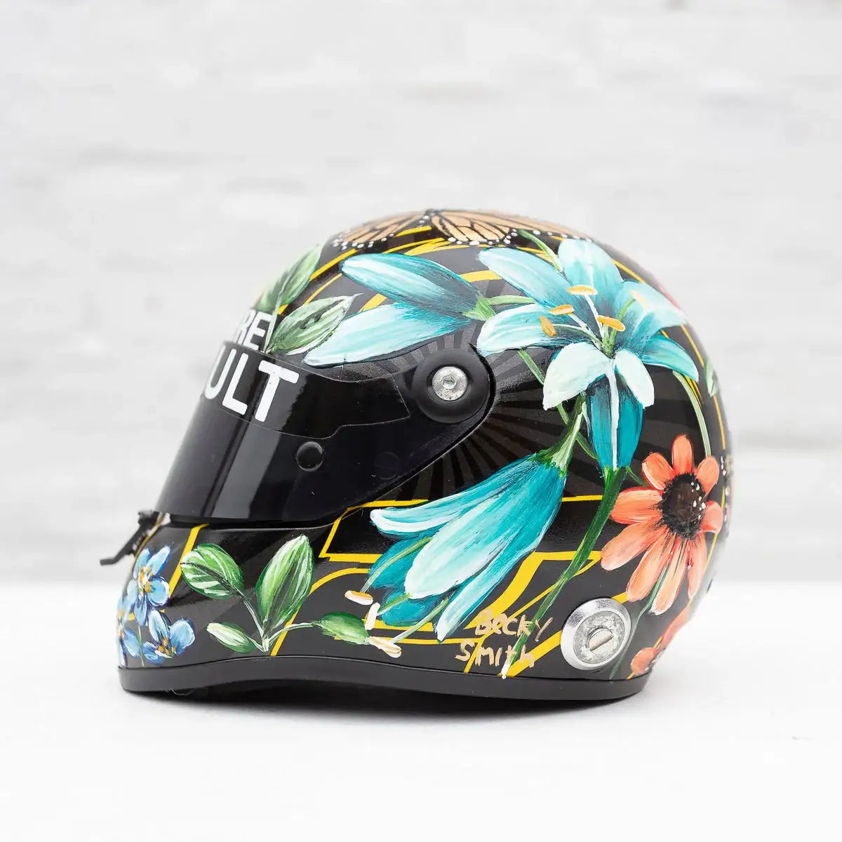 A Race With Nature - Original Hand-Painted F1 Helmet by artist Becky Smith - Wyecliffe Galleries