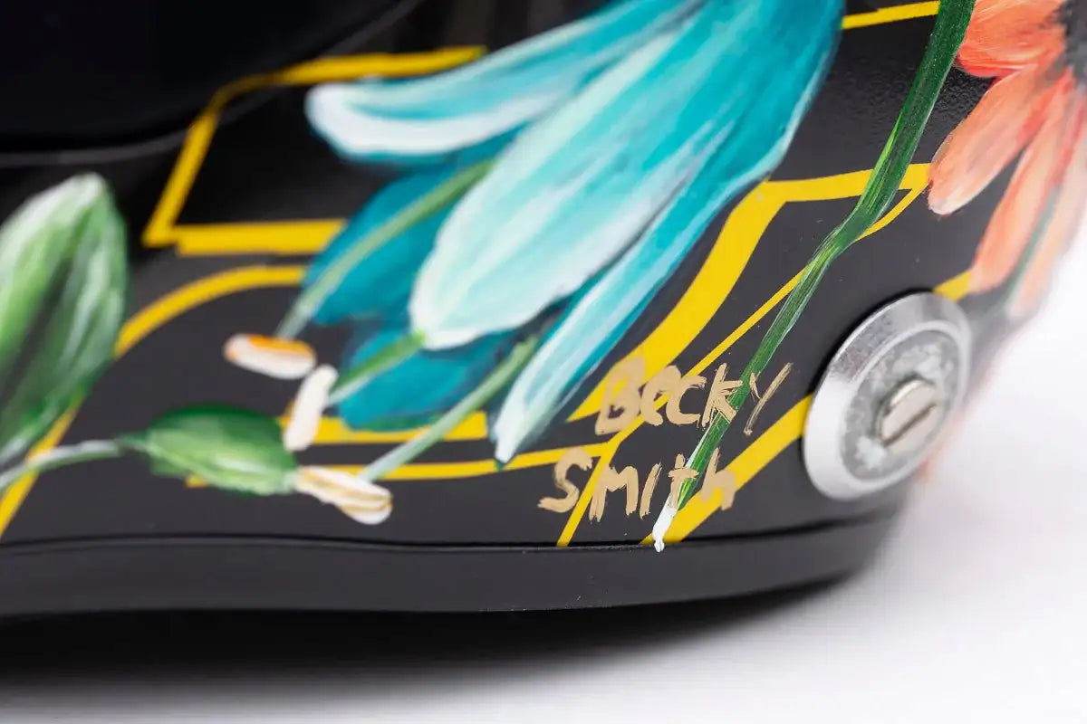 A Race With Nature - Original Hand-Painted F1 Helmet by artist Becky Smith - Wyecliffe Galleries