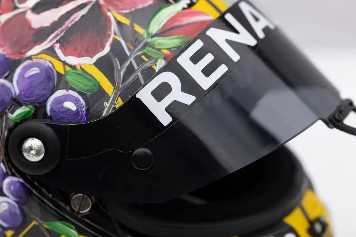 A Race With Nature - Original Hand-Painted F1 Helmet by artist Becky Smith - Wyecliffe Galleries