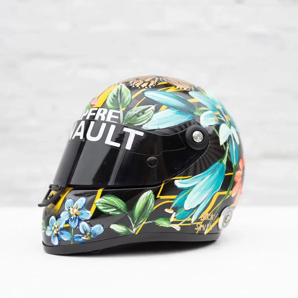 A Race With Nature - Original Hand-Painted F1 Helmet by artist Becky Smith - Wyecliffe Galleries