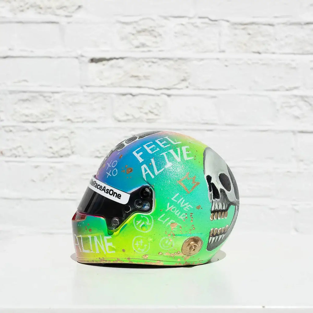 Adrenaline - Original Hand-Painted F1 Helmet - SOLD by artist Becky Smith - Wyecliffe Galleries