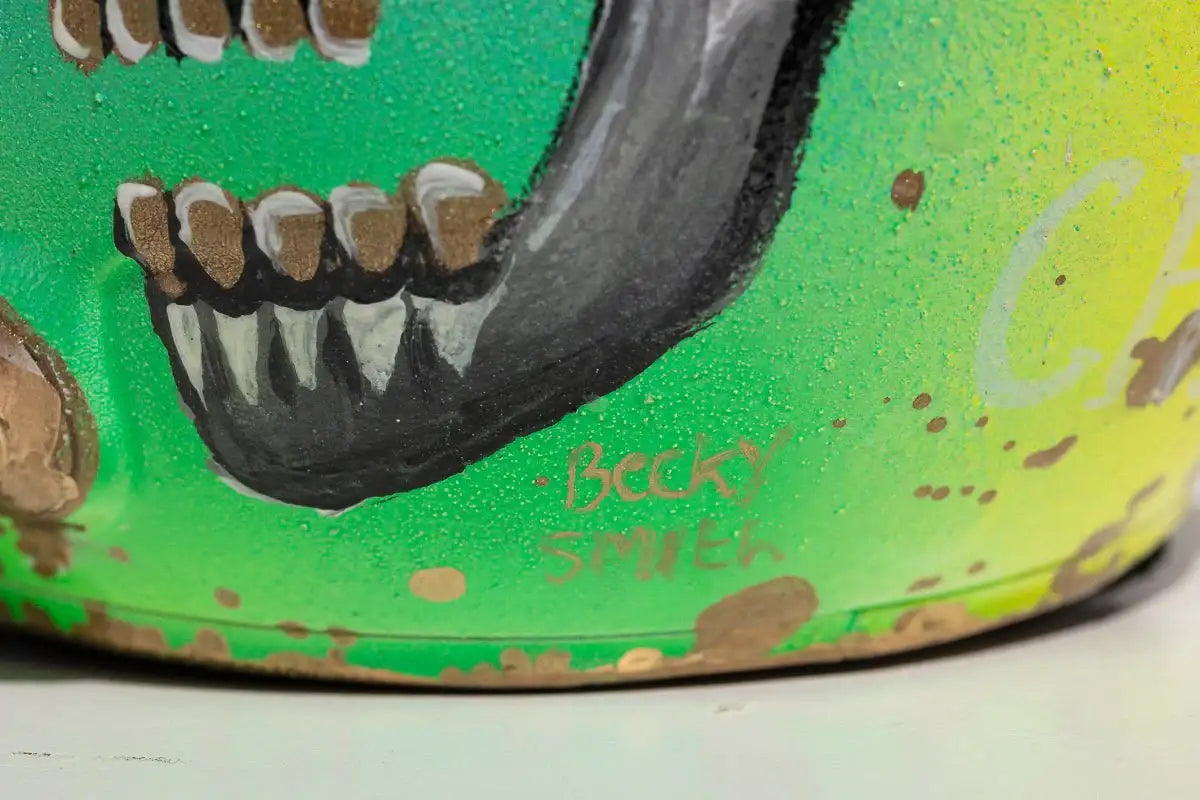 Adrenaline - Original Hand-Painted F1 Helmet - SOLD by artist Becky Smith - Wyecliffe Galleries
