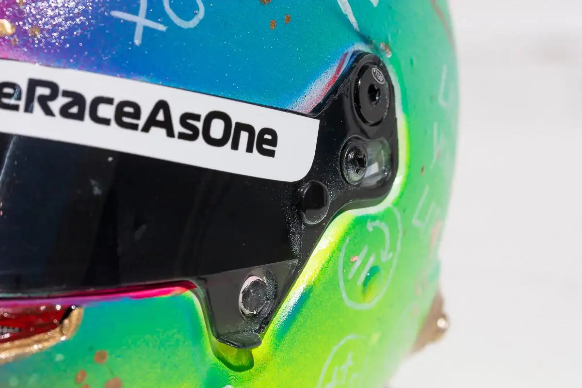Adrenaline - Original Hand-Painted F1 Helmet - SOLD by artist Becky Smith - Wyecliffe Galleries