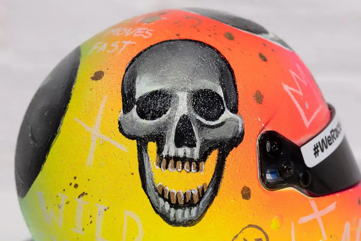 Adrenaline - Original Hand-Painted F1 Helmet - SOLD by artist Becky Smith - Wyecliffe Galleries