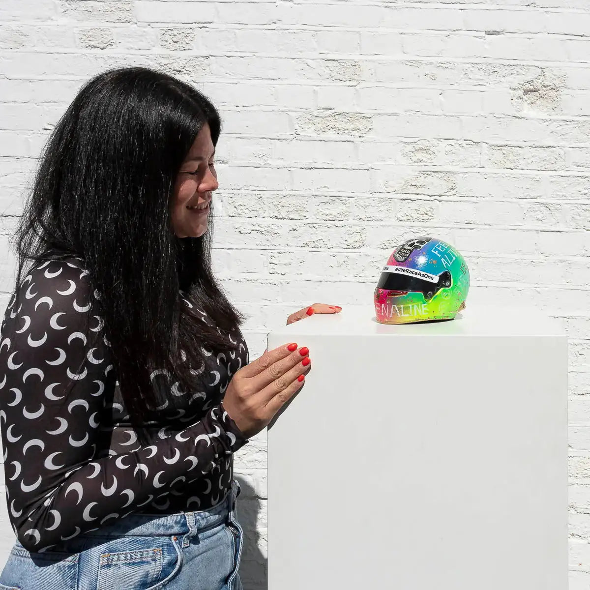 Adrenaline - Original Hand-Painted F1 Helmet - SOLD by artist Becky Smith - Wyecliffe Galleries