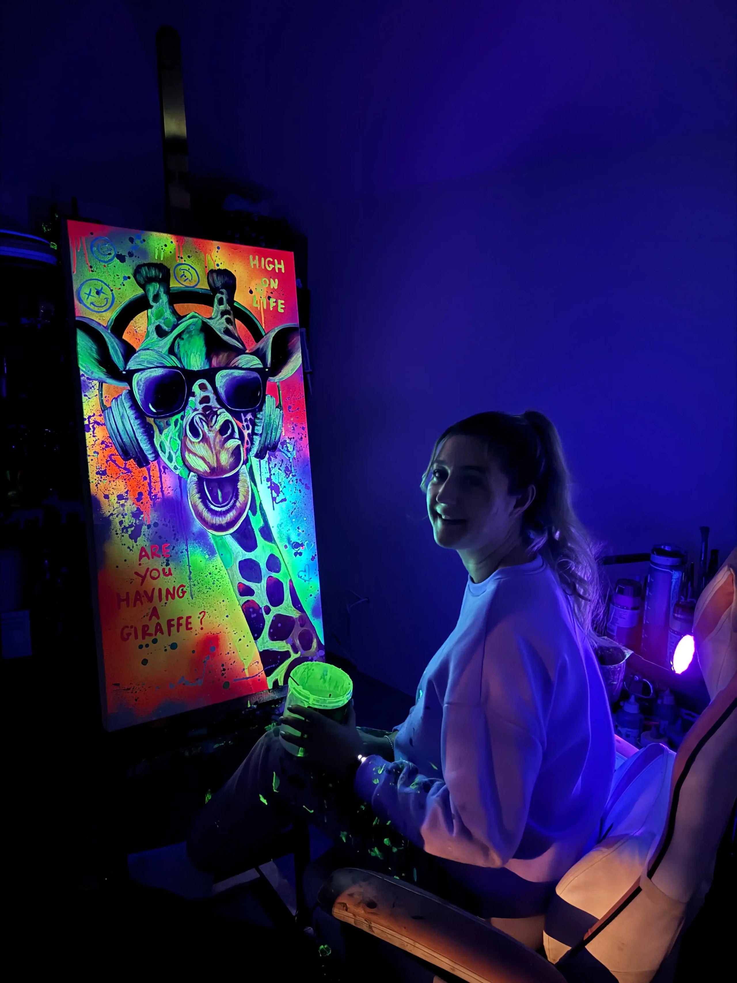 Are You Having A Giraffe - Original - SOLD by artist Becky Smith - Wyecliffe Galleries