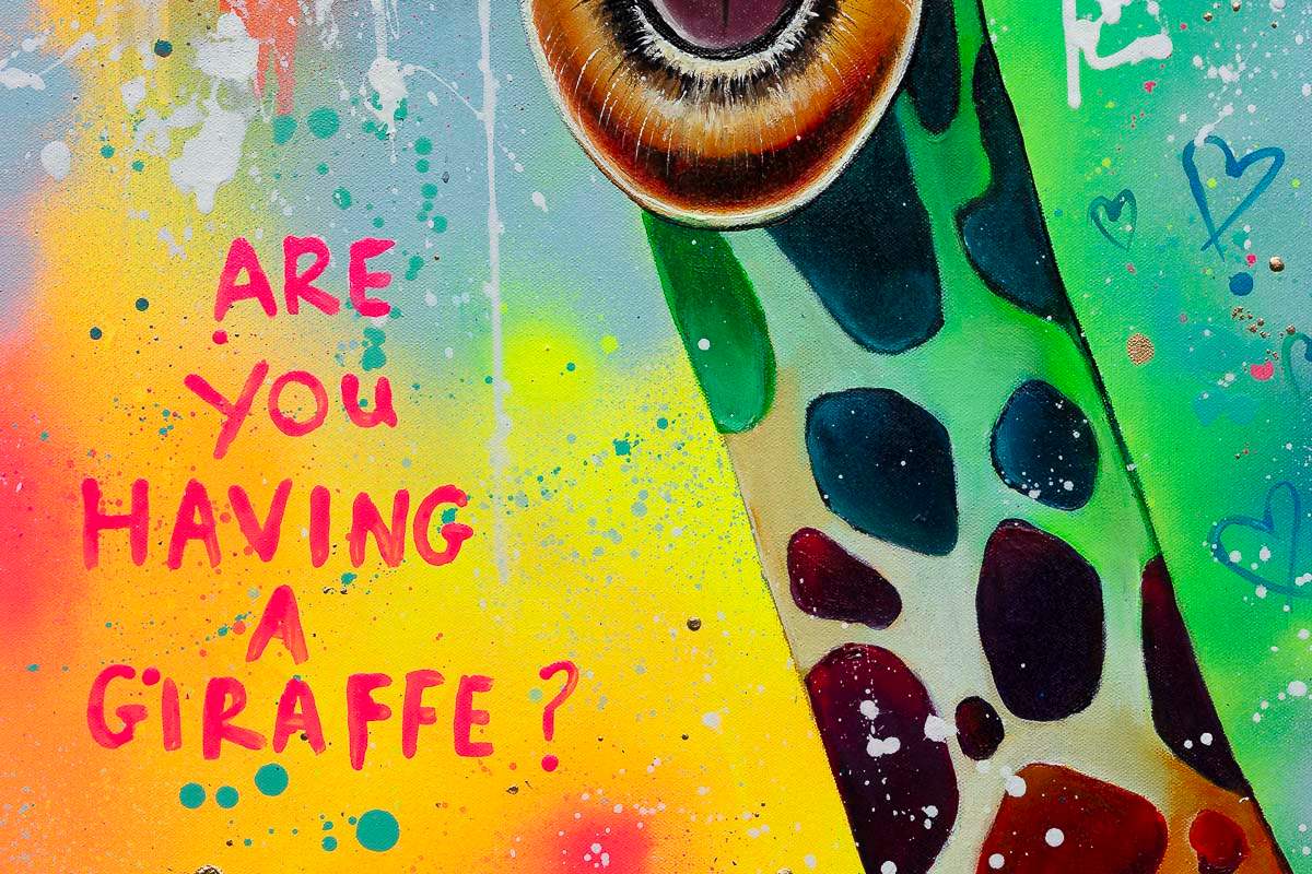 Are You Having A Giraffe - Original - SOLD by artist Becky Smith - Wyecliffe Galleries