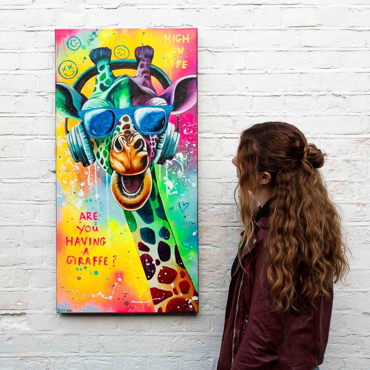Are You Having A Giraffe - Original - SOLD by artist Becky Smith - Wyecliffe Galleries