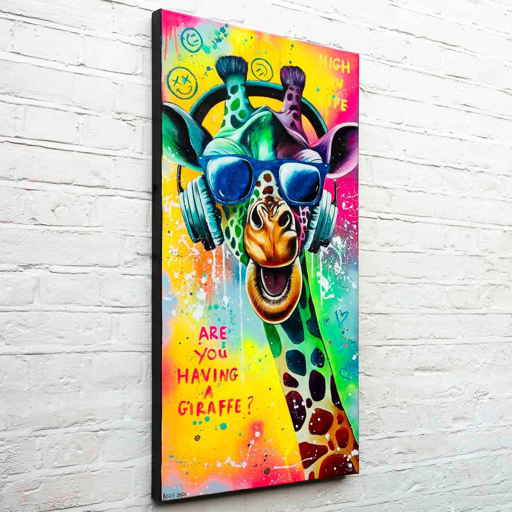 Are You Having A Giraffe - Original - SOLD by artist Becky Smith - Wyecliffe Galleries
