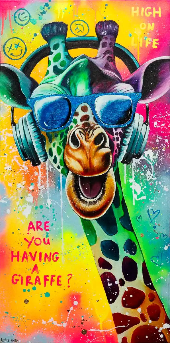 Are You Having A Giraffe - Original - SOLD by artist Becky Smith - Wyecliffe Galleries