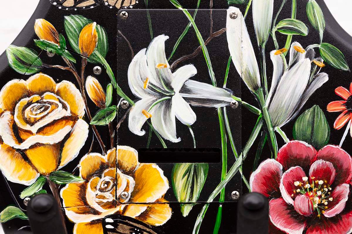 Beauty In The Music - Original Hand Painted Guitar by artist Becky Smith - Wyecliffe Galleries