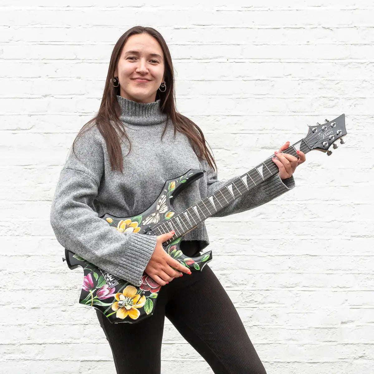 Beauty In The Music - Original Hand Painted Guitar by artist Becky Smith - Wyecliffe Galleries