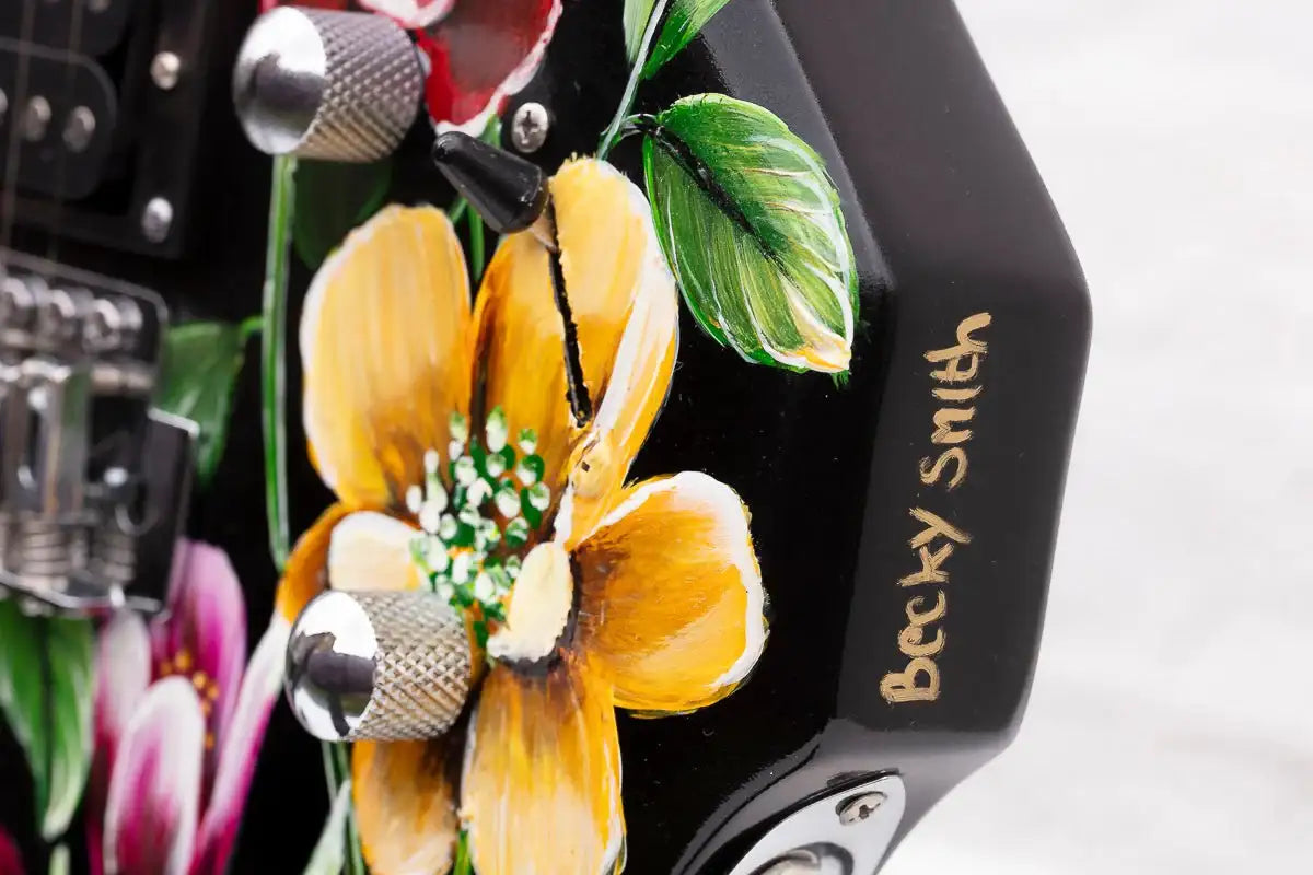 Beauty In The Music - Original Hand Painted Guitar by artist Becky Smith - Wyecliffe Galleries