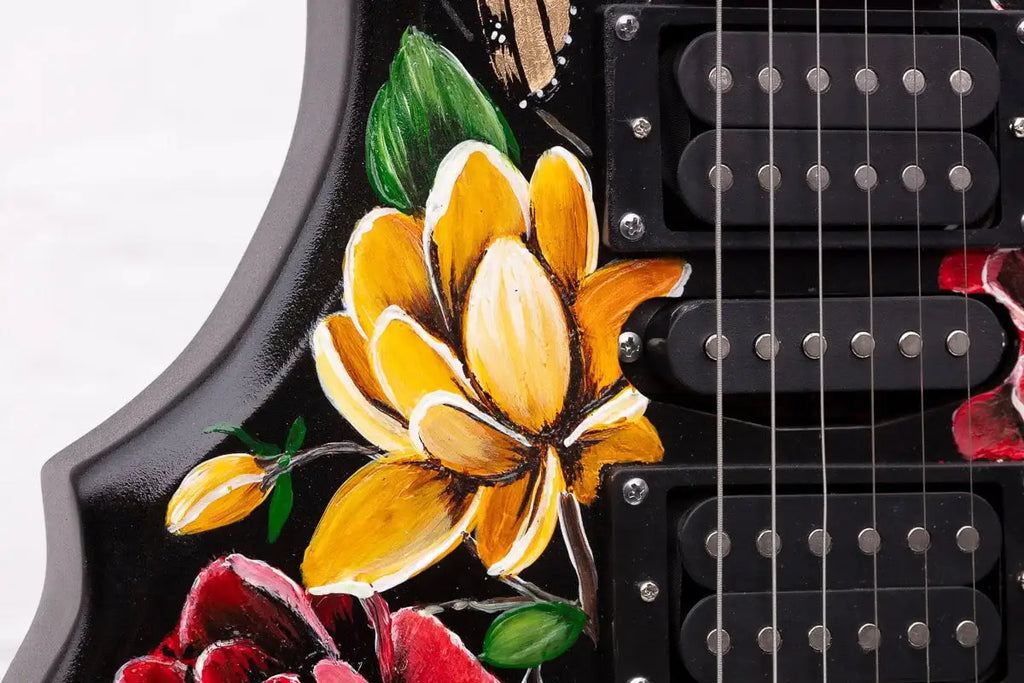 Beauty In The Music - Original Hand Painted Guitar by artist Becky Smith - Wyecliffe Galleries