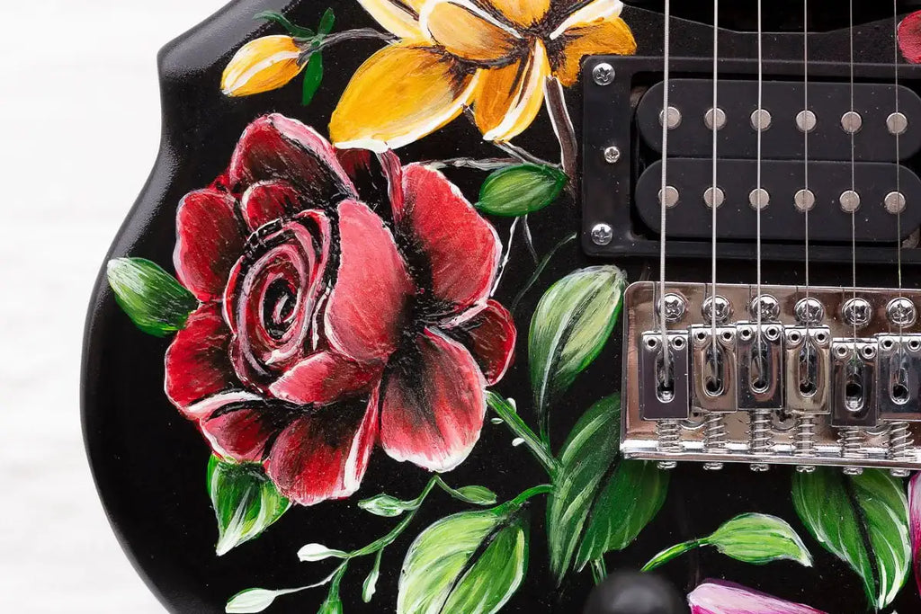 Beauty In The Music - Original Hand Painted Guitar by artist Becky Smith - Wyecliffe Galleries