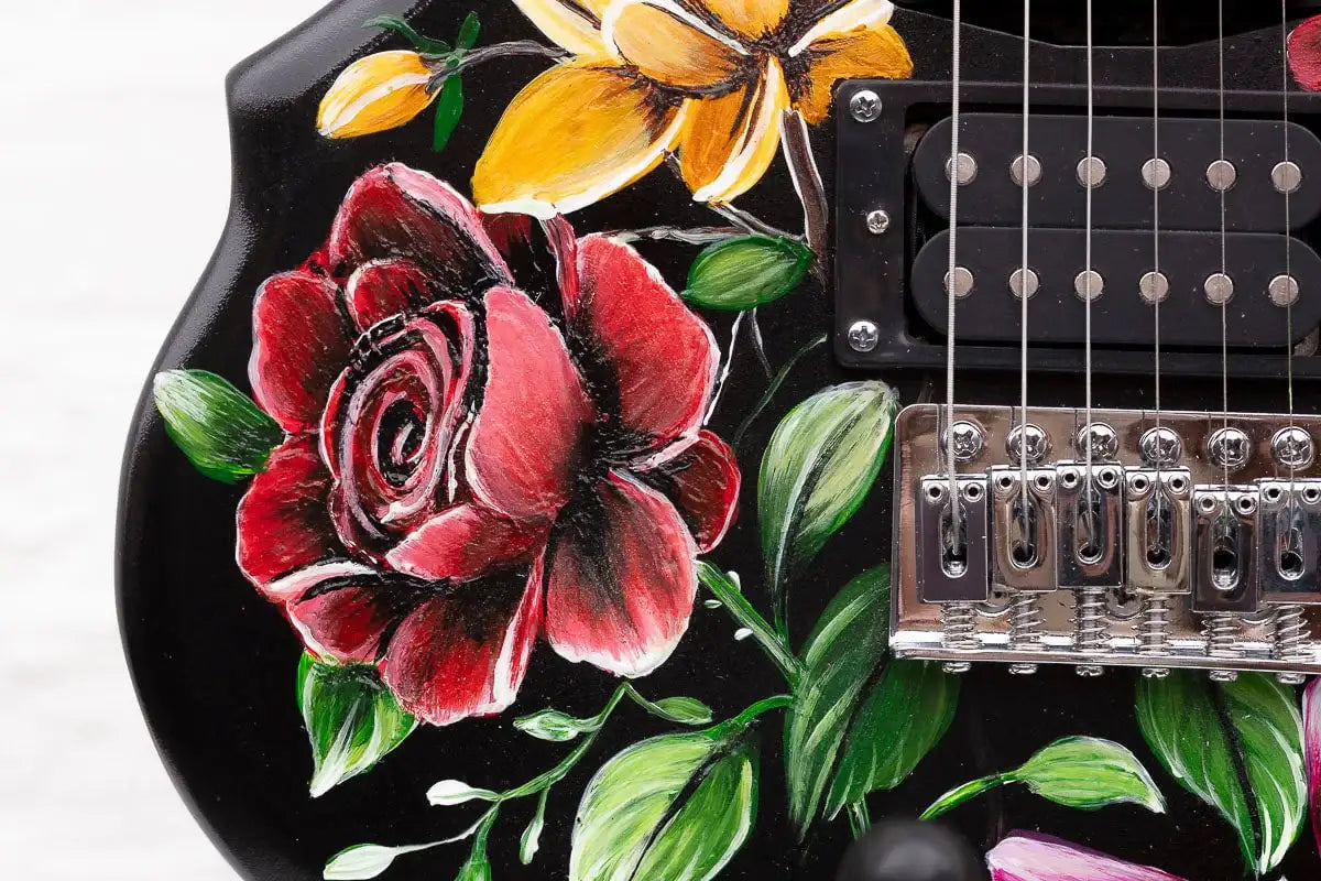 Beauty In The Music - Original Hand Painted Guitar by artist Becky Smith - Wyecliffe Galleries