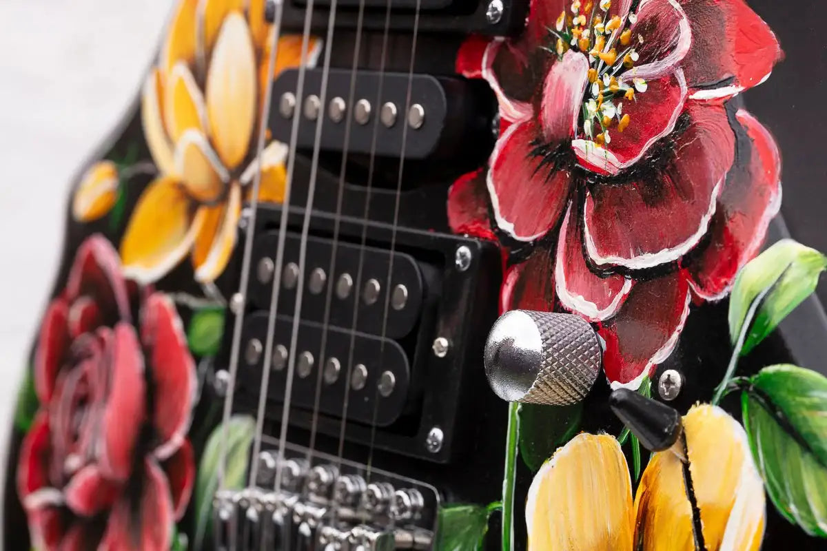 Beauty In The Music - Original Hand Painted Guitar by artist Becky Smith - Wyecliffe Galleries