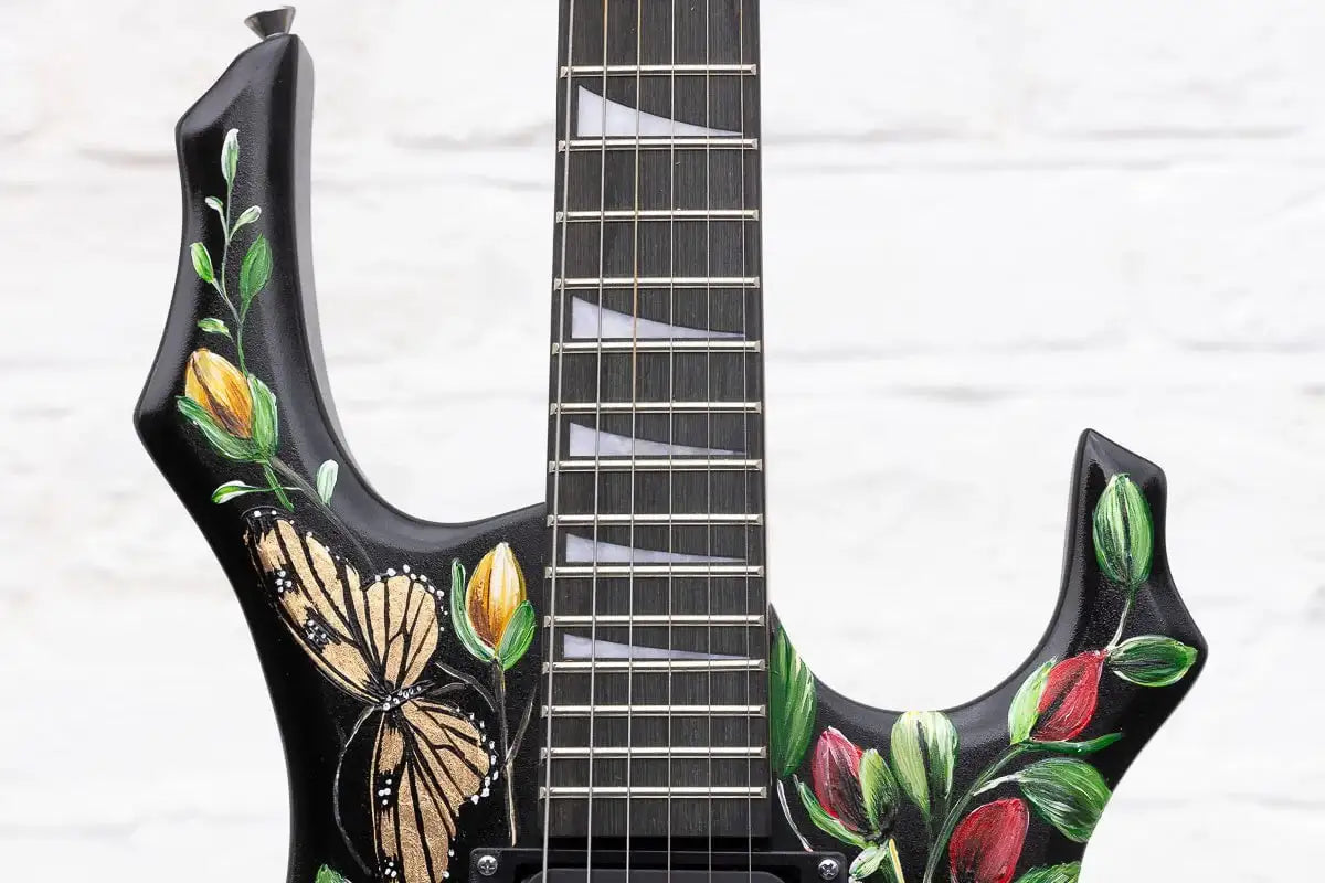 Beauty In The Music - Original Hand Painted Guitar by artist Becky Smith - Wyecliffe Galleries