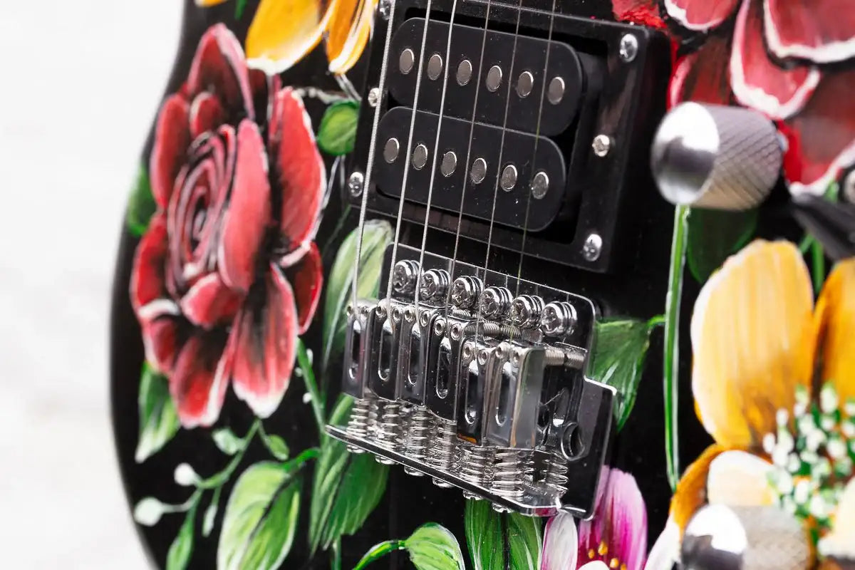 Beauty In The Music - Original Hand Painted Guitar by artist Becky Smith - Wyecliffe Galleries